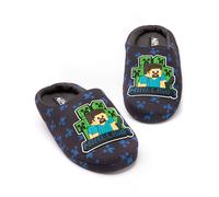 Minecraft Blu Creeper Zombie Sequin Applique Pantofole Mule Ragazzi