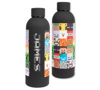 Minecraft Borraccia in acciaio inox per bambini, senza BPA, 700 ml, nera