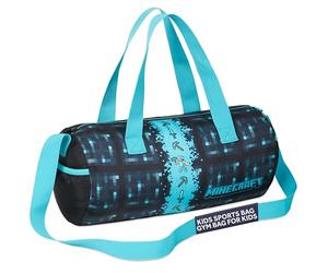 MINECRAFT Borsa Palestra Borsone Da Viaggio Borsa Piscina Bambino Bambina Ragazzo con Tracolla Regolabile Idea Regalo (Blu, 41x18x19cm)