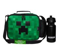 MINECRAFT Borsetta Termica Porta Pranzo per Bambini Creeper Borsa Termica Opzioni con Borraccia Acqua per Scuola Viaggi Idee Regali per Gamer (Verde)
