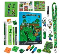 Minecraft Calendario Avvento 2025 Cancelleria e Accessori Countdown Natale Calendari Avvento Cartoleria Creeper Penne Adesivi Regalo per Gamer (Verde)