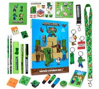 Minecraft Calendario Avvento 2026 Cancelleria e Accessori Countdown Natale Calendari Avvento Cartoleria Creeper Penne Portachiavi Regalo per Gamer (Blu)