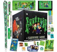 Minecraft Calendario Avvento 2026 Cancelleria e Accessori Countdown Natale Calendari Avvento Cartoleria Creeper Penne Portachiavi Regalo per Gamer (Cubo/Nero)