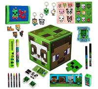 Minecraft Calendario Avvento 2026 Cancelleria e Accessori Countdown Natale Calendari Avvento Cartoleria Creeper Penne Portachiavi Regalo per Gamer (Cubo Verde)