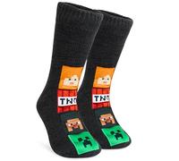 MINECRAFT Calzini Antiscivolo Bambino Adolescenti, Creeper Pile Calzini Divertenti, Abbigliamento da Casa Caldo, Regalo Ragazzo (Multi)