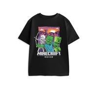Minecraft Camicia Ragazzi Bambini Creeper Manica Corta Nero Top Merchandise, 3-4 Anni