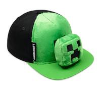 MINECRAFT Cappellino con Visiera e Accessorio Peluche Rimovibile Cappello Baseball per Bambino Ragazzo Creeper Regalo Bambini (Verde/Nero)