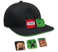 MINECRAFT Cappellino con Visiera e Accessorio Peluche Rimovibile Cappello Baseball per Bambino Ragazzo Creeper Regalo Bambini (Nero)