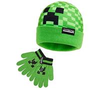 MINECRAFT Cappello Bambino o Invernale Accessori Bambini Set 3 con Sciarpa e Guanti, Set 2 Pezzi o 1 Pz Berretto, 6-14 Anni (6-14 Anni, Cappello e Guanti Verdi)