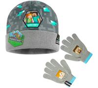MINECRAFT Cappello Bambino o Invernale Accessori Bambini Set 3 con Sciarpa e Guanti, Set 2 Pezzi o 1 Pz Berretto, 6-14 Anni (6-14 Anni, Cappello e Guanti Grigi)