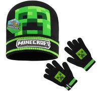 MINECRAFT Cappello Bambino o Invernale Accessori Bambini Set 3 con Sciarpa e Guanti, Set 2 Pezzi o 1 Pz Berretto, 6-14 Anni (6-14 Anni, Cappello e Guanti Neri)
