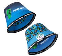 MINECRAFT Cappello da Pescatore Ragazzo, Spiaggia Estate Cappellino Sole Bambino (Blu Reversible)