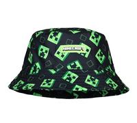 Minecraft Cappello da secchio per ragazzi dai 5 ai 12 anni. Cappello estivo leggero e traspirante per bambini. Regalo per ragazzi, nero., nero/verde, taglia unica