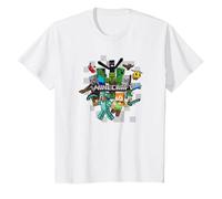 Minecraft Character Cluster Logo Maglietta, Bambini, Bianco, 6 Anni