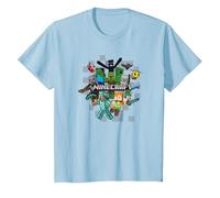 Minecraft Character Cluster Logo Maglietta, Bambini, Celeste, 2 Anni