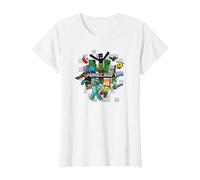 Minecraft Character Cluster Logo Maglietta, Donna, Bianco, XS