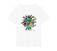 Minecraft Character Cluster Logo Maglietta, Donna Plus-Size, Bianco, 2X