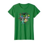 Minecraft Character Cluster Logo Maglietta, Donna, Verde Mela, S