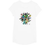 Minecraft Character Cluster Logo Maglietta, Ragazze, Bianco, XS