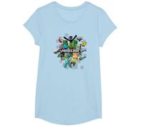 Minecraft Character Cluster Logo Maglietta, Ragazze, Celeste, S