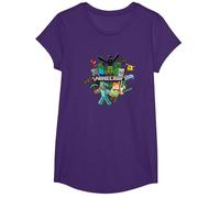 Minecraft Character Cluster Logo Maglietta, Ragazze, Viola, S