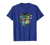 Minecraft Character Cluster Logo Maglietta, Uomo, Blu Reale, 3XL