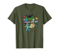 Minecraft Character Cluster Logo Maglietta, Uomo, Oliva, 3XL