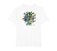 Minecraft Character Cluster Logo Maglietta, Uomo Taglie Grandi, Bianco, 4X Tall