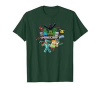 Minecraft Character Cluster Logo Maglietta, Uomo, Verde Foresta, XXL