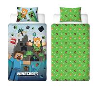 Minecraft Character World - Set copripiumino per letto singolo, reversibile, 2 lati, con federa abbinata, set singolo