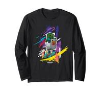 Minecraft Chicken Jockey Mob Paint Brush Strokes Background Maglia a Manica