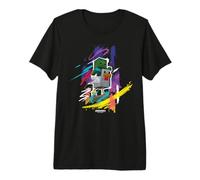 Minecraft Chicken Jockey Mob Paint Brush Strokes Background Maglietta Premium