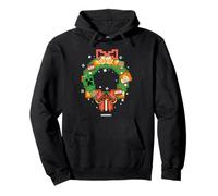 Minecraft Christmas Pixel Art Wreath Alex And Creeper Felpa con Cappuccio
