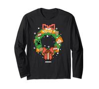 Minecraft Christmas Pixel Art Wreath Alex And Creeper Maglia a Manica
