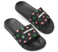 MINECRAFT Ciabatta Ragazzo o Ciabatte da Mare per Spiaggia e Piscina - Regali per Gamer (Cursori Neri, 30/31 EU)