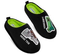 MINECRAFT Ciabatte Bambino, Accogliente Creeper Casa Scarpe - Regalo Ragazzo (Nero/Verde, 34/35 EU)
