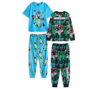 MINECRAFT Confezione da 2 Pigiami per Ragazzi | Confezione Multipla di Pigiami per Bambini con Stampa all-Over di Graffiti Multicolori | Pantaloni e Magliette da Notte a Gamba Lunga TNT Creeper