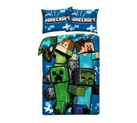 MINECRAFT Copripiumino Federa SET LETTO 140x200cm ORIGINALE Alex Steve Creeper