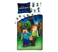 Minecraft Team Set 2pezzi Letto Singolo Lenzuola Copripiumino Federa 100% cotone