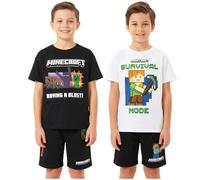 Minecraft Corto Pigiama Ragazzo, Confezione da 2 Morbido Pigiami Estivi Bambino con Maglietta e Pantaloncini, Regalo Ragazzo (9-10 Anni, Grigio/Bianco, Confezione da 2)
