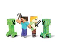 Minecraft Crea i tuoi personaggi e mob di cartone, 4 personaggi: Steve, Alex, Creeper, Charged Creeper, Braccia rotanti, 9 fogli artigianali