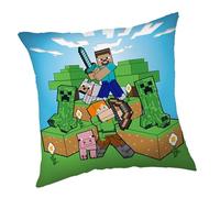 Minecraft Creeper - Cuscino con stampa su entrambi i lati, 40 x 40 cm, super morbido, in poliestere (azzurro)