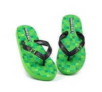 MINECRAFT Creeper Infradito Sandali Bambini | Ragazzi Ragazze Green Block Pixel Gioco Sliders | Bambini Adolescenti Villain Summer Shoes