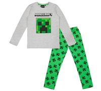 Minecraft Creeper - Pigiama a maniche lunghe da ragazzo, Grigio 1, 146