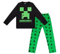 Minecraft Creeper - Pigiama a maniche lunghe da ragazzo, Nero , 152