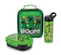 Minecraft Creeper - Set per il pranzo per bambini, 3 pezzi con bottiglia