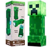 Minecraft Creeper Torcia notturna per bambini, torcia 2 in 1 e lampada con USB e alimentazione a batteria, decorazione per camera da letto, lampada da scrivania, regalo per ragazzi