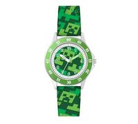 Minecraft Creeper MIN9033 - Orologio al quarzo con cinturino stampato, colore: verde, Verde, Moderno