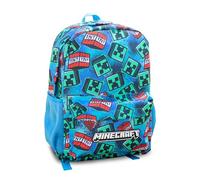 Minecraft Creeper - Zaino per bambini, con cerniera, colore blu, per la scuola, design unisex per il rientro a scuola, resistente e spazioso, Blu, Taglia unica