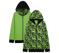 MINECRAFT Felpa Bambino - Felpa con Cappuccio e Zip in Cotone Misto 5-14 Anni Felpe Ragazzo Reversibili Gadget Regali per Gamer (Verde, 5-6 Anni)